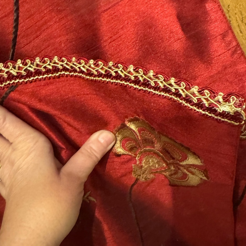 Red Floral Embroidered Table Runner from Rodeo Home - Picture 7 of 9